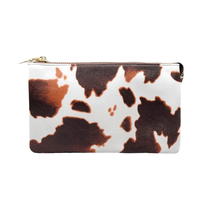 Elegant Cowhide Printed Clutch Bag