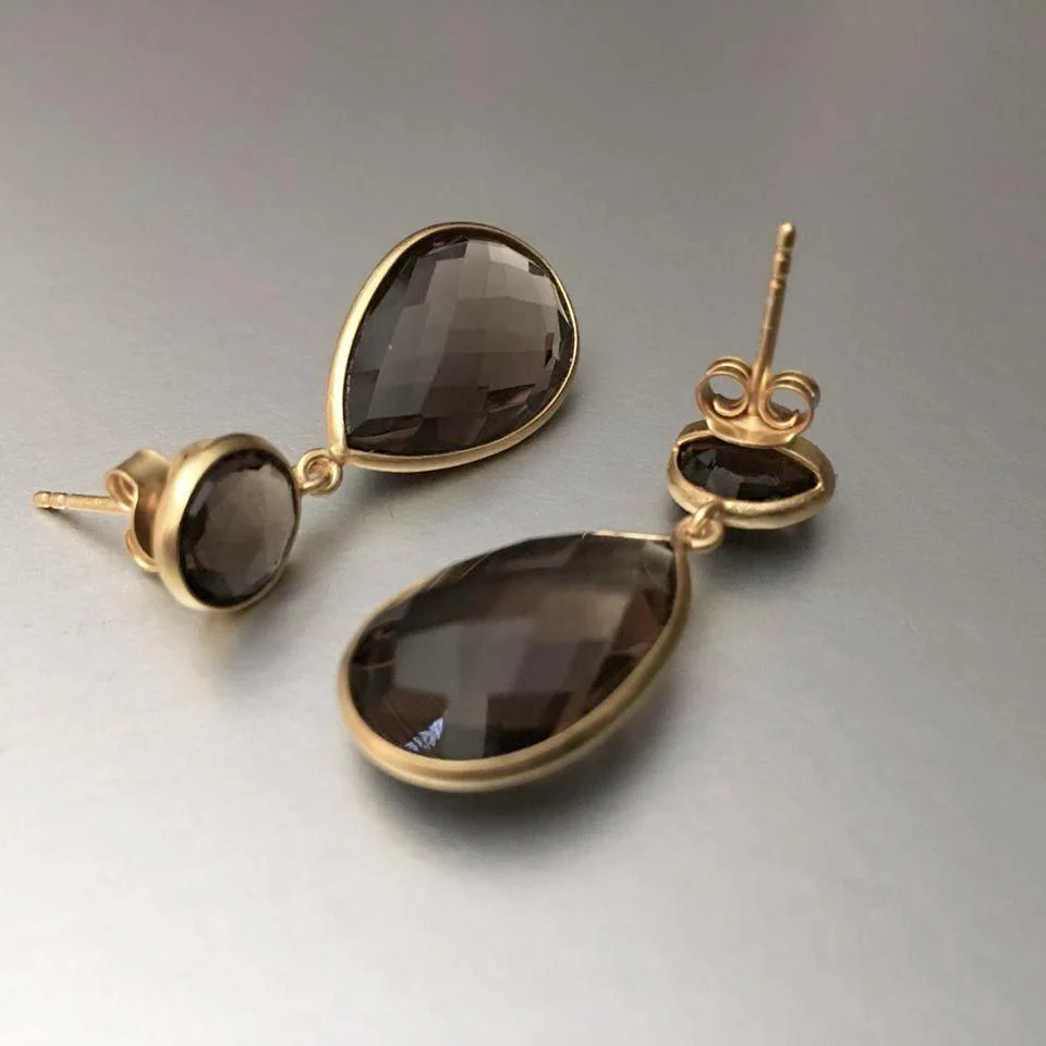 Elegant Smoky Quartz Drop Earrings