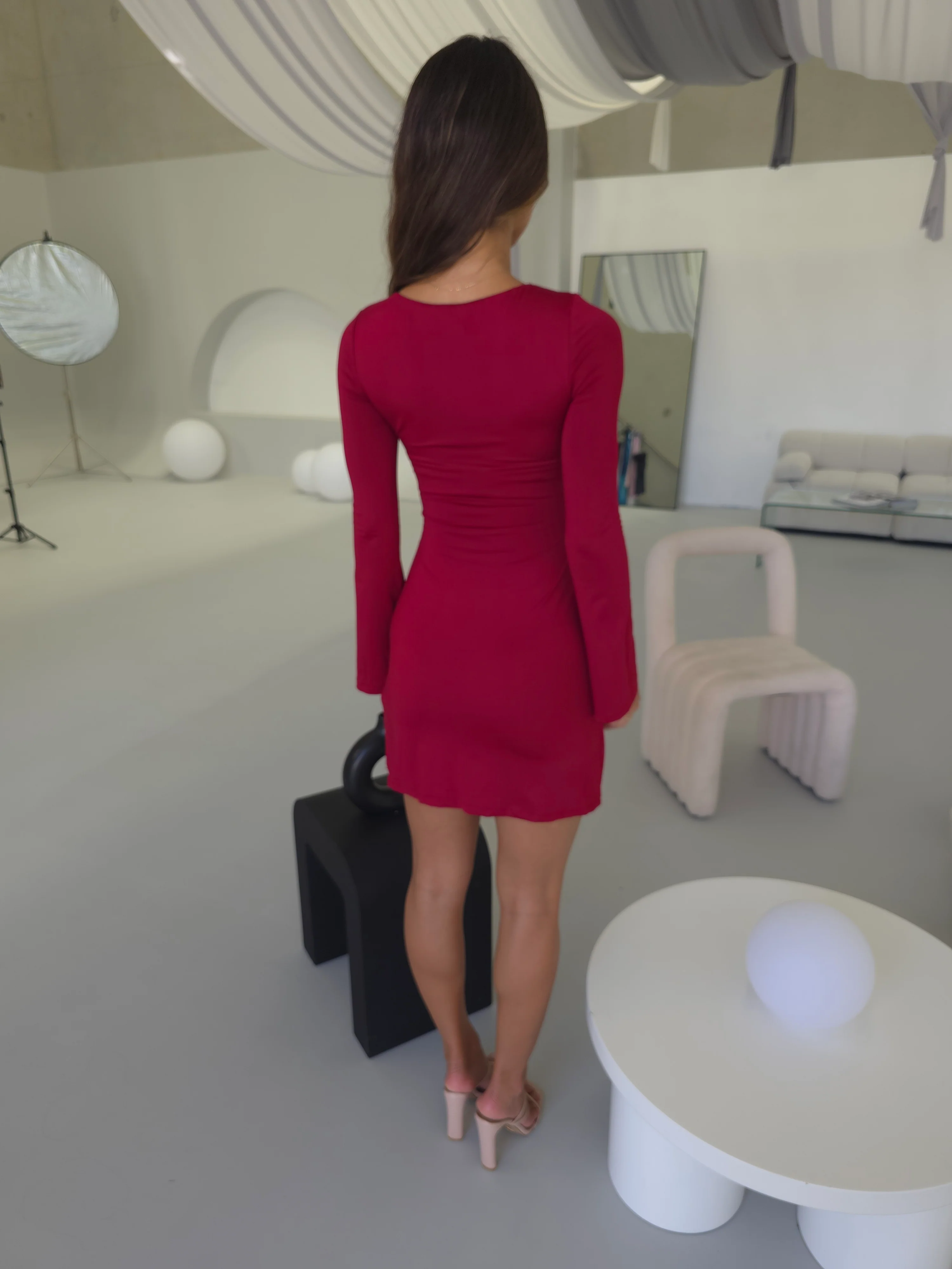 Elegant Ruched Red Dress