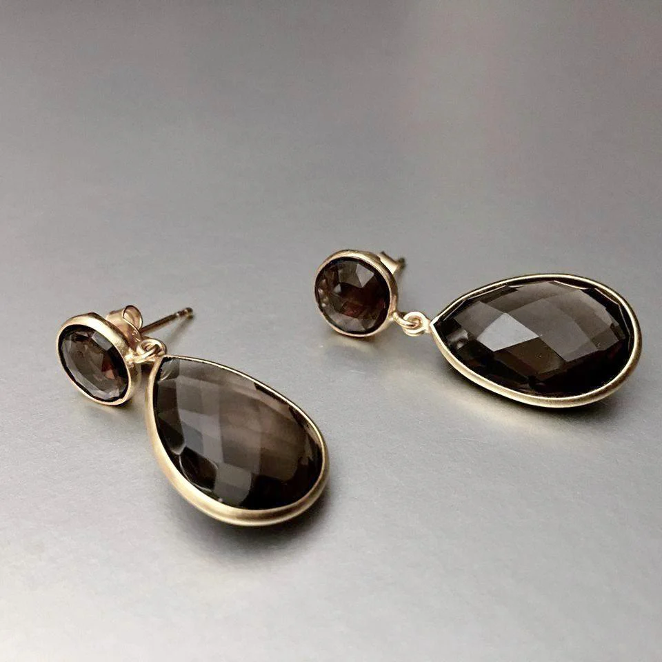 Elegant Smoky Quartz Drop Earrings