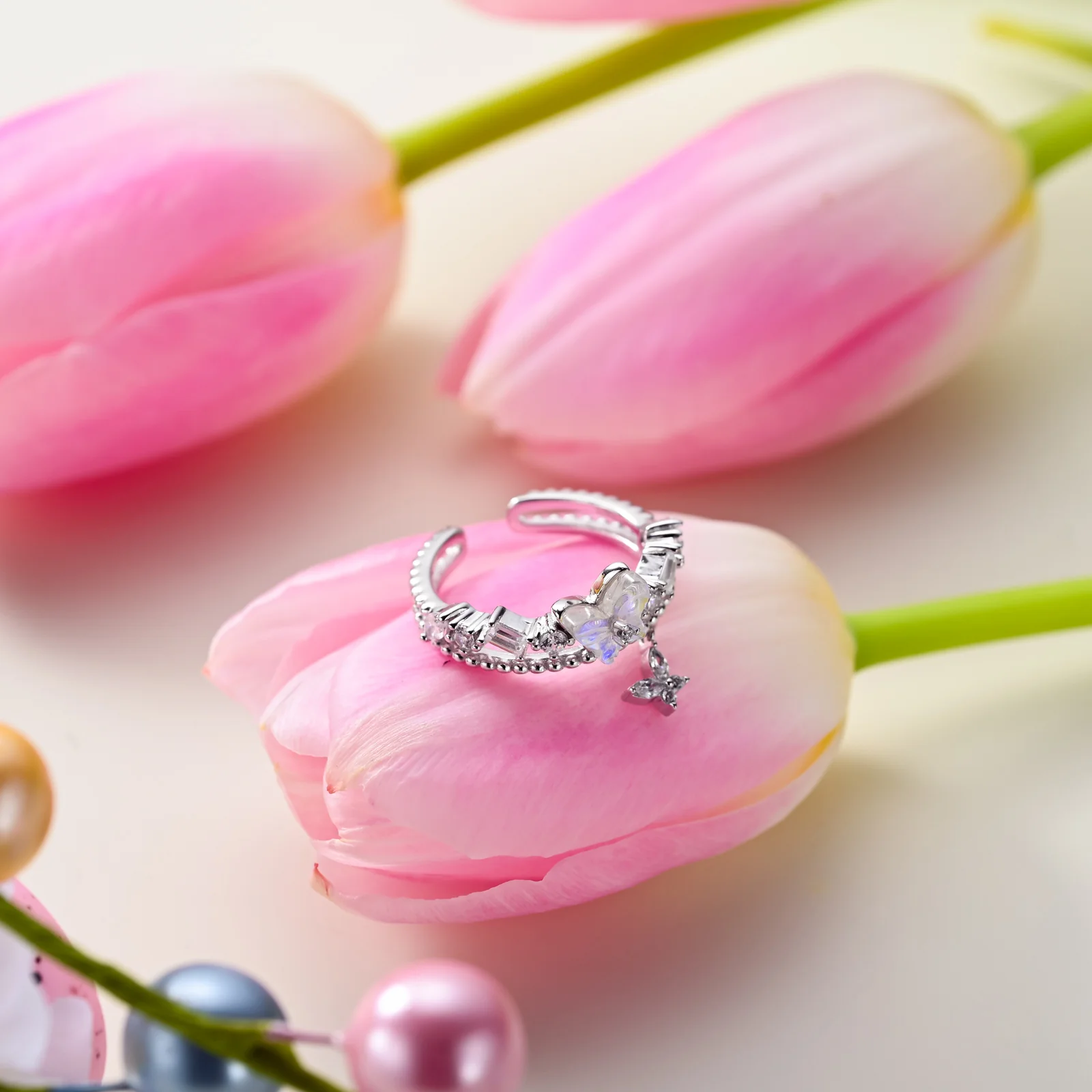 Elegant Butterfly Charm Ring