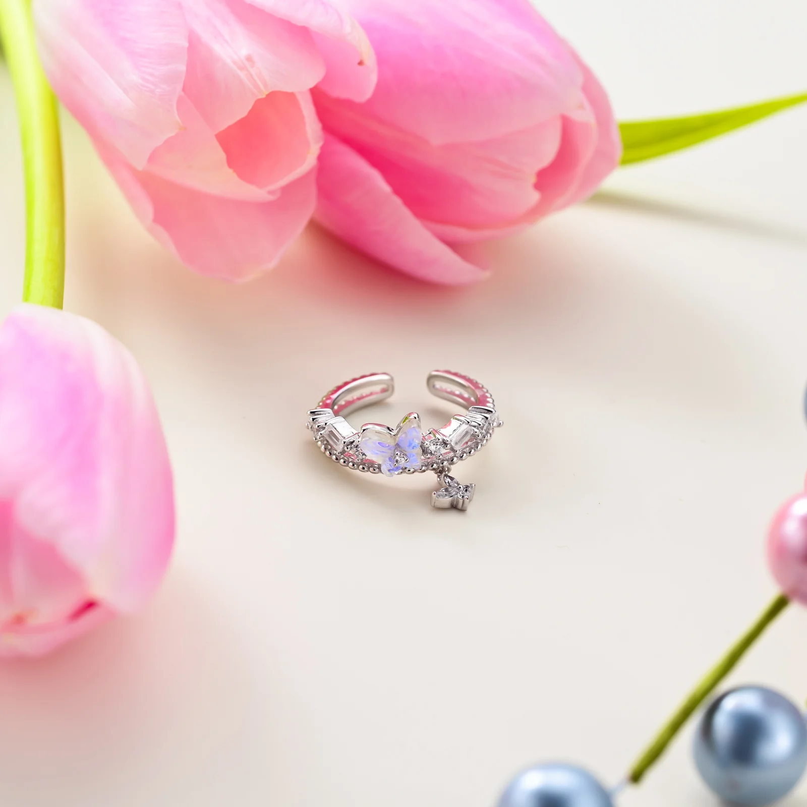 Elegant Butterfly Charm Ring