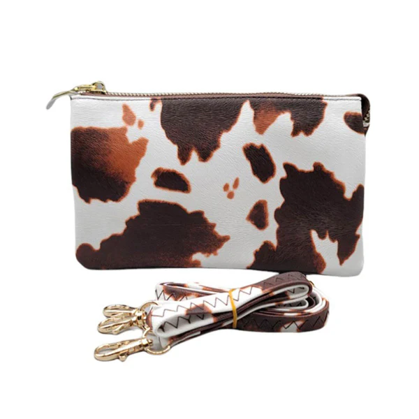 Elegant Cowhide Printed Clutch Bag