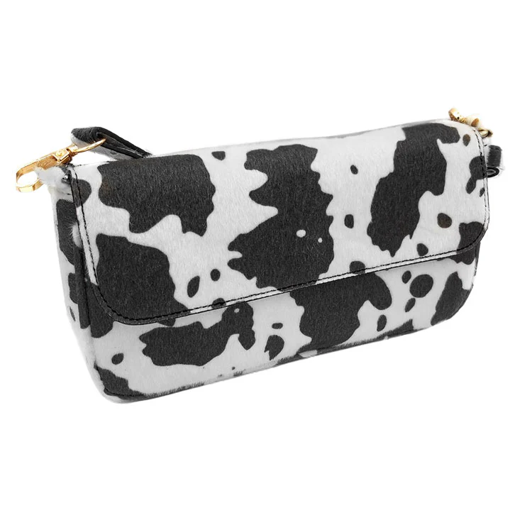 Chic Faux Leather Cow Pattern Shoulder Bag