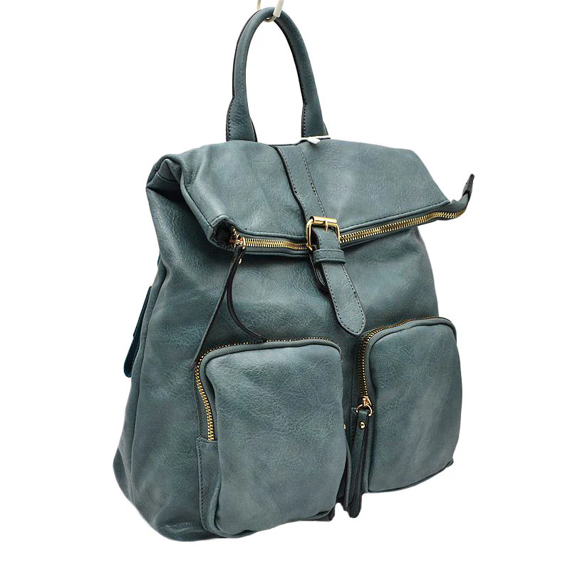 Classic Black Faux Leather Backpack