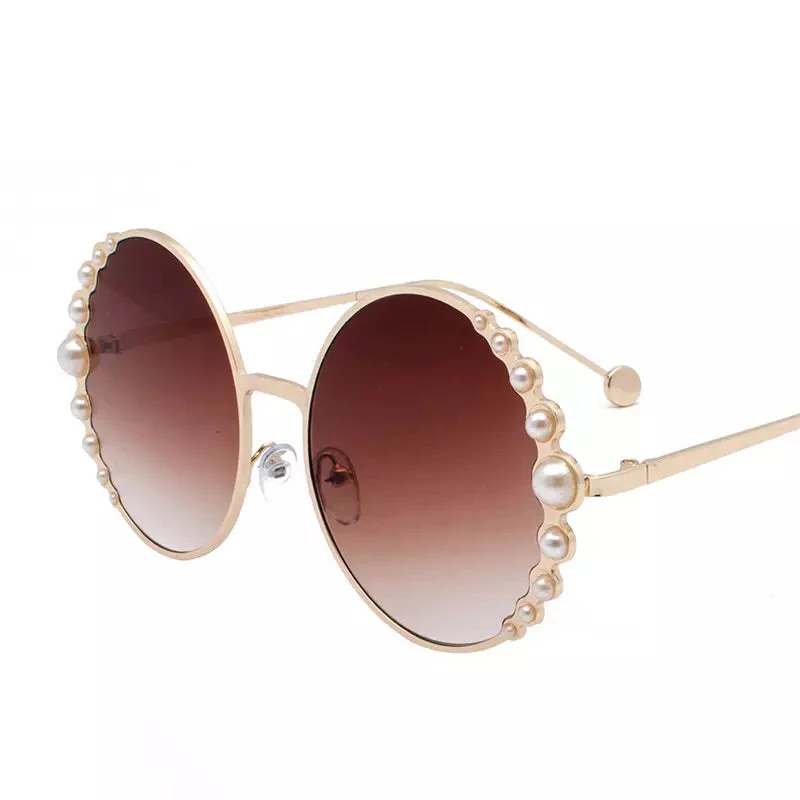 Elegant Pearl-Embellished Round Glasses