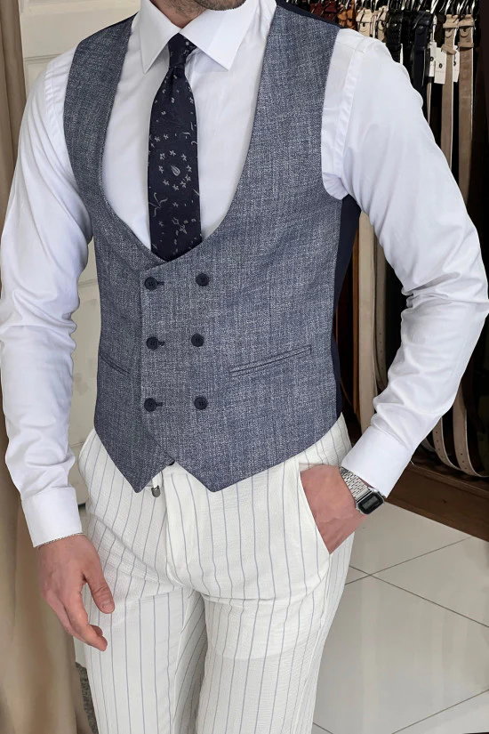 Elegant Men'S Linen Waistcoat